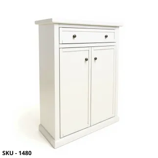 Scarpiera Armadio, Noce Scuro e Bianco Opaco, Cassetto e Ripiani - Arte Povera - Made in Italy - 87x40x110 cm