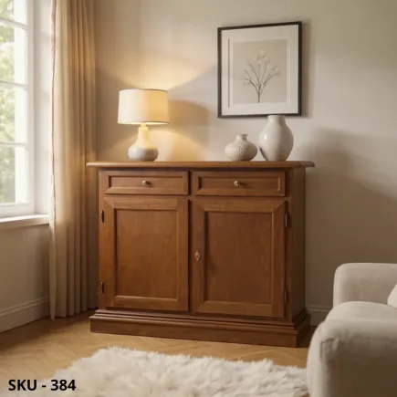 Credenza in Legno, Bianco opaco e Noce scuro, 2 Ante e 2 Cassetti - Arte Povera - Stile Classico - Made in Italy – 105x42x85 cm