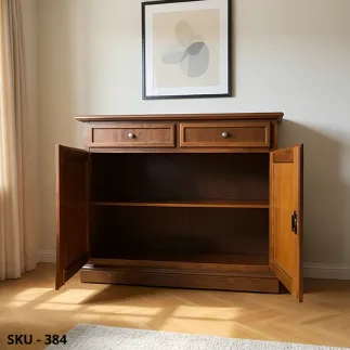 Credenza in Legno, Bianco opaco e Noce scuro, 2 Ante e 2 Cassetti - Arte Povera - Stile Classico - Made in Italy – 105x42x85 cm