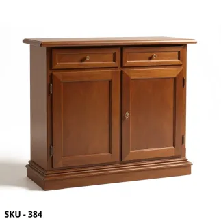 Credenza in Legno, Bianco opaco e Noce scuro, 2 Ante e 2 Cassetti - Arte Povera - Stile Classico - Made in Italy – 105x42x85 cm