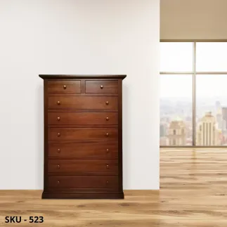 Cassettiera, Noce  Scuro e Bianco Opaco, 6 cassetti e 2 Cassettini - Arte povera - Stile Classico - Made in Italy - 87x37x127 cm