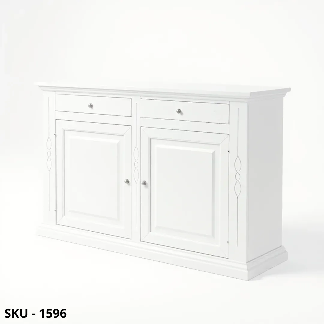 Credenza, Madia in Legno, Bianco opaco e Noce scuro - Made in Italy