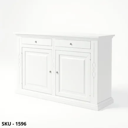 Credenza in Legno, Bianco opaco e Noce scuro, finitura Bassano - Arte povera - Stile Classico - Made in Italy - 177x48x110 cm
