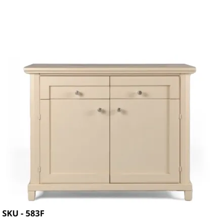 Credenza, Madia in Legno, Avorio, con 2 Ante e 2 Cassetti - Arte Povera - Stile Classico - Made in Italy - 150/120x40x90 cm