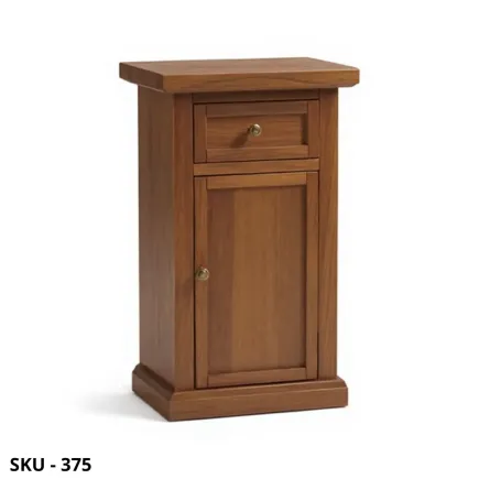 Mobile Porta Telefono, Noce Scuro, con Anta e Cassetto - Arte Povera - Stile Classico - Made in Italy - 46x31x76 cm