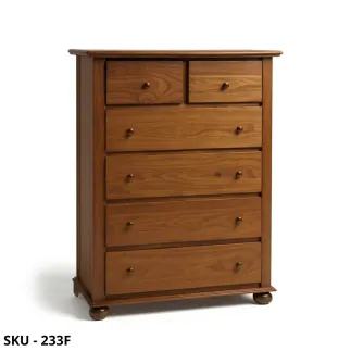 Cassettiera in legno, Noce Scuro, 6 Cassetti - Arte Povera - Stile classico - Made in Italy - 102x50x143 cm