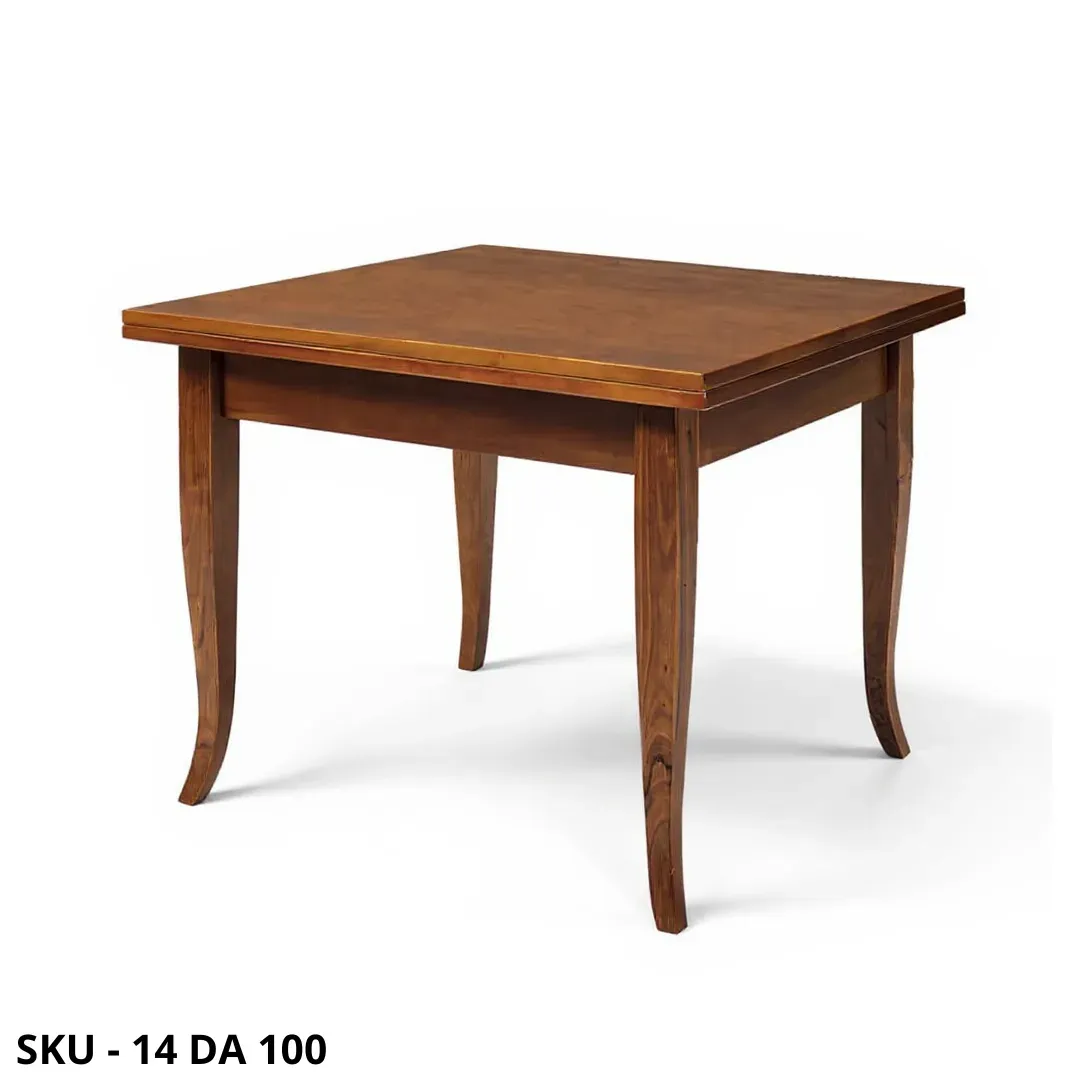 marca-design-shop-Tavolo-allungabile-con-gambe-a-sciabola in-legno-di pioppo-Noce-Scuro-Arte-Povera-marca-design-sku14