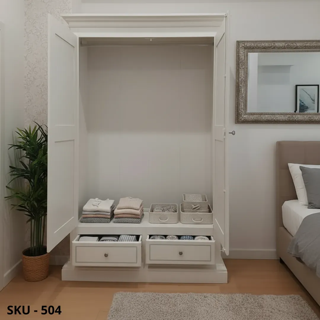 Armadio in legno, con 2 ante e 2 cassetti - Made in Italy