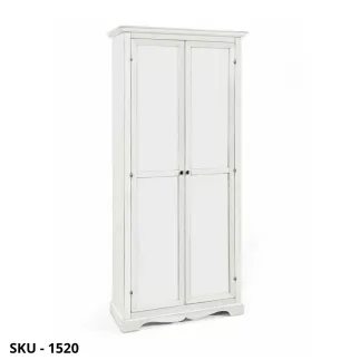 Armadio Stipo, Noce Scuro e Bianco Opaco, 5 Mensole e Porta Scope - Arte Povera - Stile Classico - Made in Italy - 87x40x192 cm