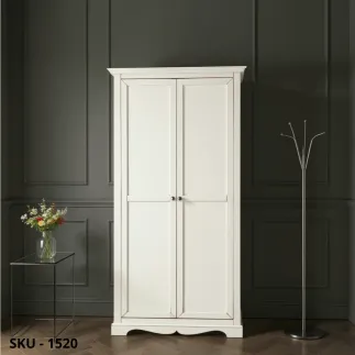 Armadio Stipo, Noce Scuro e Bianco Opaco, 5 Mensole e Porta Scope - Arte Povera - Stile Classico - Made in Italy - 87x40x192 cm