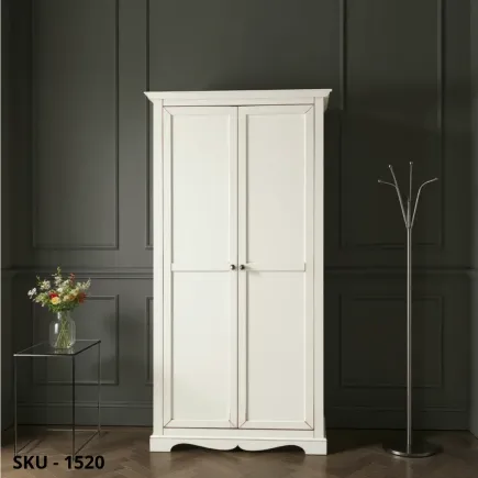 Armadio Stipo, Noce Scuro e Bianco Opaco, 5 Mensole e Porta Scope - Arte Povera - Stile Classico - Made in Italy - 87x40x192 cm