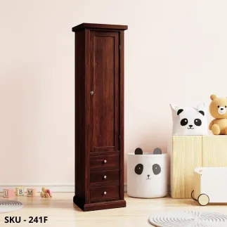 Vetrina in Legno, Noce scuro e Avorio, 1 Anta e 3 cassetti - Arte Povera - Stile Classico - Made in Italy - 45x41x187 cm