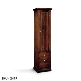 Vetrina in Legno, Noce scuro e Avorio, 1 Anta e 3 cassetti - Arte Povera - Stile Classico - Made in Italy - 45x41x187 cm