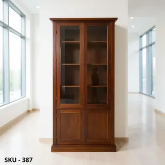 Vetrina cristalliera, Bianco Opaco o Noce Scuro, con Ante Vetrate e Vani Inferiori - Arte Povera - Made in Italy - 90x41x186 cm