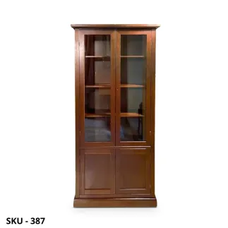 Vetrina cristalliera, Bianco Opaco o Noce Scuro, con Ante Vetrate e Vani Inferiori - Arte Povera - Made in Italy - 90x41x186 cm