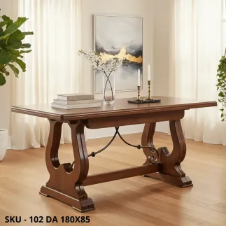 marca-design-shop-Tavolo-allungabile-in-legno-di-pioppo-noce-scuro -Arte-Povera-Stile-Classico-marcadesign–sku102-ambientata