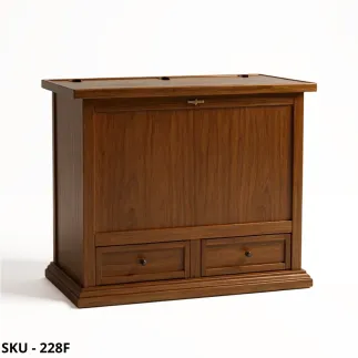 Baule in legno, noce scuro, 1 anta e 2 cassetti - Arte povera - Stile classico - Made in Italy - 120x54x95 cm e 105x54x95 cm