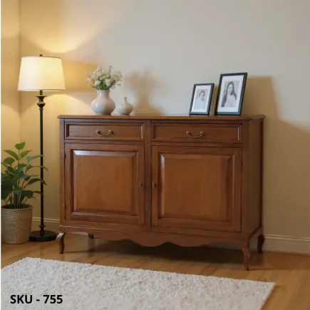 Credenza in Legno, Noce Scuro e Bianco Opaco, Finitura Bassano, 2 Ante 2 Cassetti - Arte Povera - Made in Italy - 145x50x115 cm