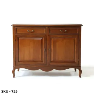 Credenza in Legno, Noce Scuro e Bianco Opaco, Finitura Bassano, 2 Ante 2 Cassetti - Arte Povera - Made in Italy - 145x50x115 cm