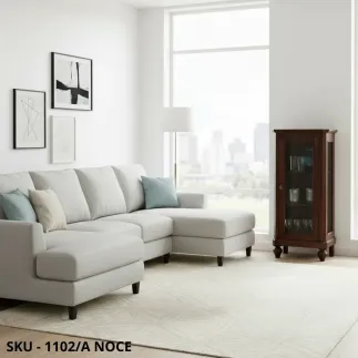 Vetrina cristalliera, Bianco Opaco, con 1 Anta e 3 Ripiani in Vetro - Arte Povera- Stile Classico - Made in Italy - 60x40x131 cm