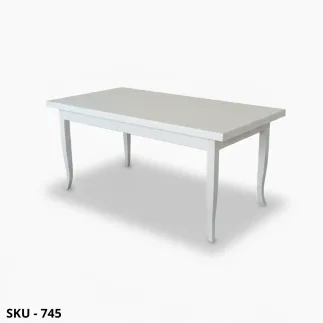 Tavolo allungabile in legno, bianco opaco, gambe a sciabola - Arte Povera - Made in Italy - da 80x80x78 cm, fino a  180x90x78 cm