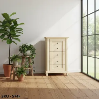 Cassettiera in Legno Avorio Patinato, 5 o 7 Cassetti -  Arte Povera - Stile Classico - Made in Italy