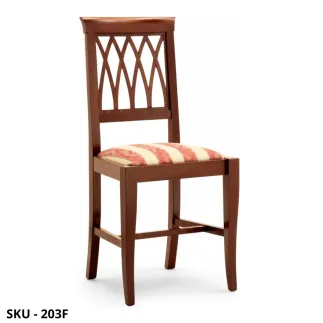 Sedia in Legno di Faggio, finitura Noce con Seduta Imbottita - Arte Povera - Stile Classico  – Made in Italy - 43x46x94H cm