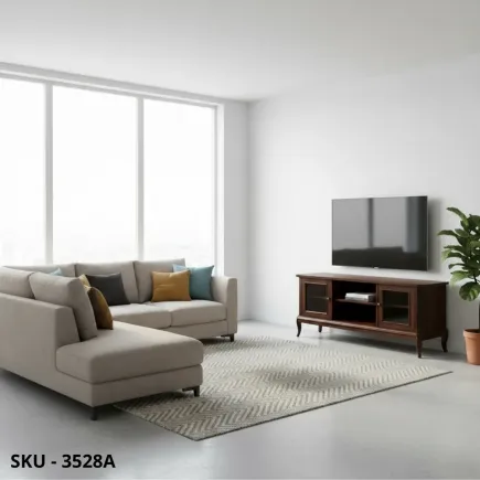 Mobile porta TV in legno con ante in vetro, finitura laccata Bianco o Noce  -  Arte Povera, Stile Classico - Made in Italy