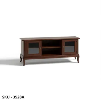 Mobile porta TV in legno con ante in vetro, finitura laccata Bianco o Noce  -  Arte Povera, Stile Classico - Made in Italy