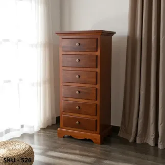 Cassettiera in Legno, Noce scuro e Bianco Opaco, con 6 Cassetti - Arte Povera - Stile Classico - Made in Italy - 50x35x105 cm