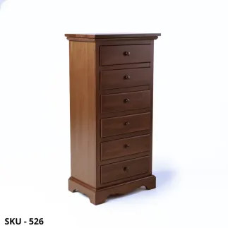 Cassettiera in Legno, Noce scuro e Bianco Opaco, con 6 Cassetti - Arte Povera - Stile Classico - Made in Italy - 50x35x105 cm