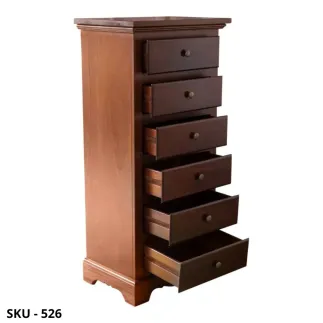 Cassettiera in Legno, Noce scuro e Bianco Opaco, con 6 Cassetti - Arte Povera - Stile Classico - Made in Italy - 50x35x105 cm