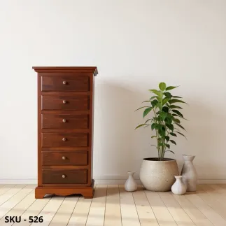 Cassettiera in Legno, Noce scuro e Bianco Opaco, con 6 Cassetti - Arte Povera - Stile Classico - Made in Italy - 50x35x105 cm