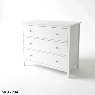 Comò in legno, Bianco Opaco, 3 Cassetti - Arte Povera - Stile Classico - Made in Italy - 114x51x95 cm