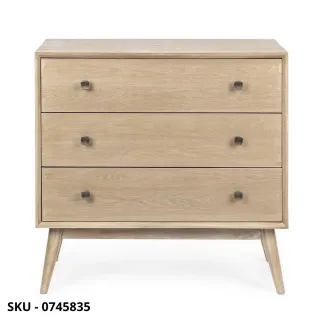 Cassettiera Alannis in Legno di Abete con Maniglie in Acciaio con 3 Cassetti - Stile Moderno – Made in Italy