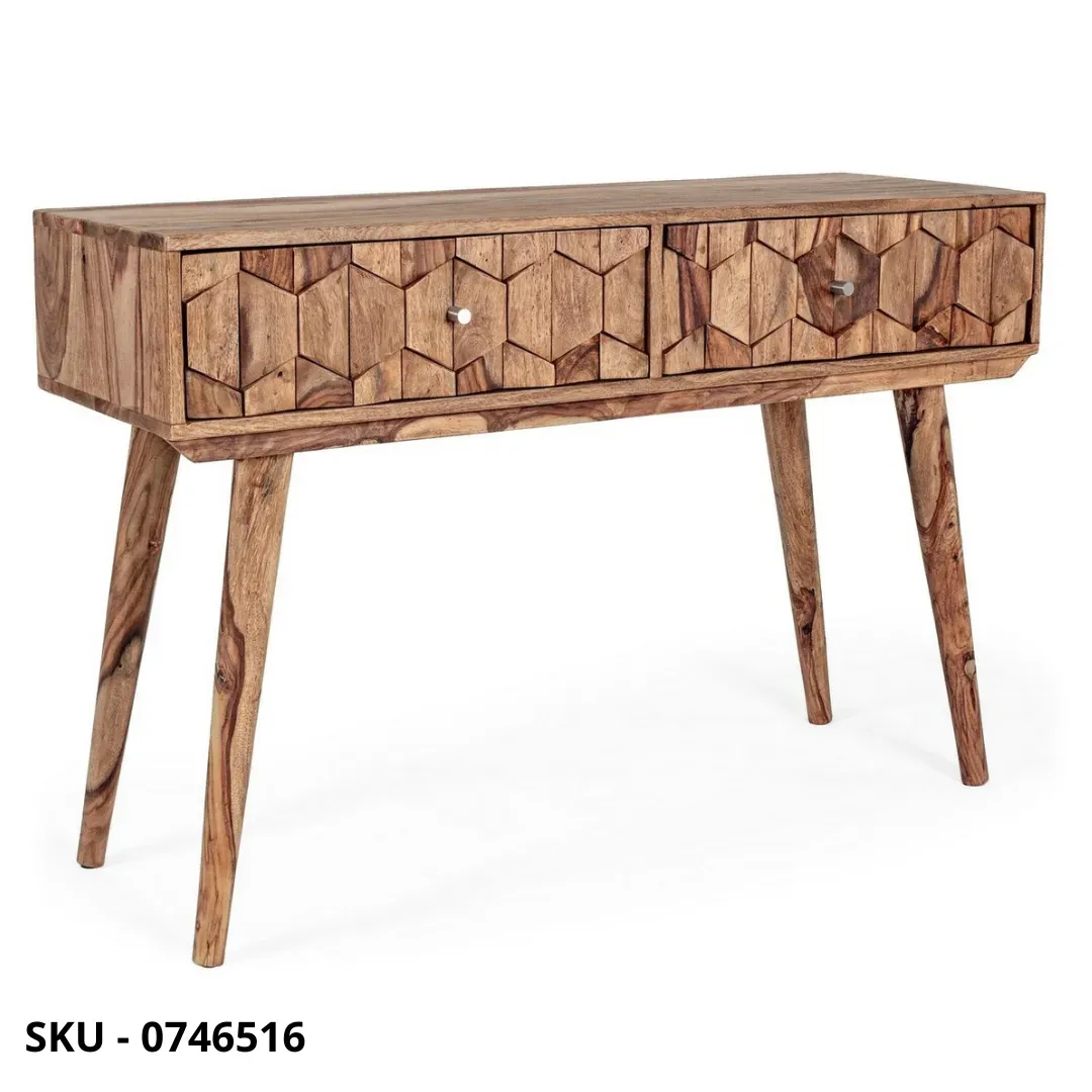 Marca-design-shop-arredamento-moderno- Consolle Kant in Legno Sheesham con 2 Cassetti – Stile Moderno – Made in Italy