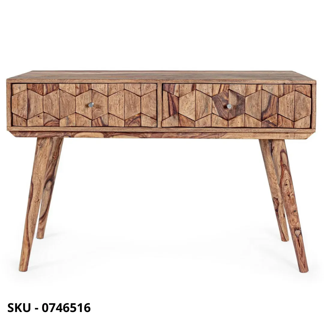 Marca-design-shop-arredamento-moderno- Consolle Kant in Legno Sheesham con 2 Cassetti – Stile Moderno – Made in Italy
