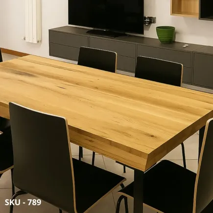 Tavolo fisso, naturale, gambe in metallo – Stile Moderno – Made in Italy – 160x90x74/76 cm,  180x90x74/76 cm, 250x100x74/76 cm