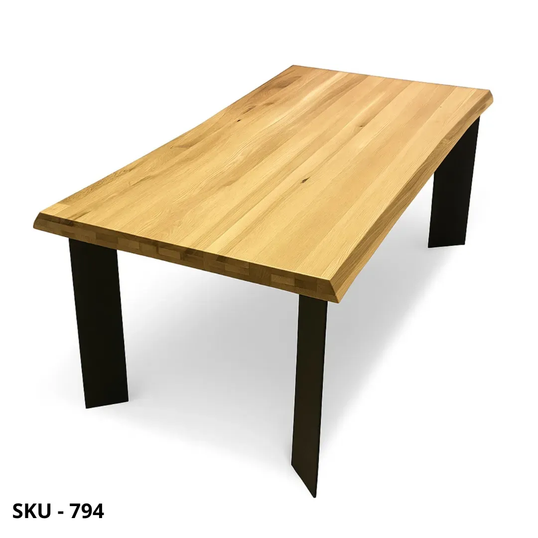 Marca-design-shop-arredamento-moderno-Tavolo fisso, naturale, gambe in metallo – Stile Moderno – Made in Italy