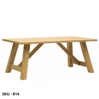 Tavolo fisso rettangolare in rovere massello, piano impiallacciato, rovere naturale - Stile Moderno - Made in Italy