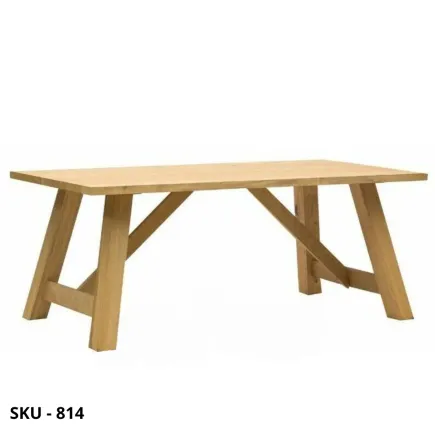 Tavolo fisso rettangolare in rovere massello, piano impiallacciato, rovere naturale - Stile Moderno - Made in Italy