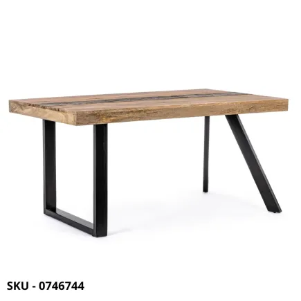 Tavolo Fisso Manchester in Legno di Mango e Riciclato con Gambe in Acciaio – Stile Moderno – Contemporaneo – Made in Italy