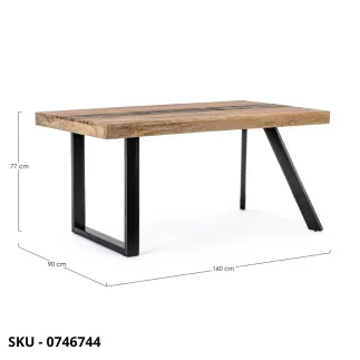 Tavolo Fisso Manchester in Legno di Mango e Riciclato con Gambe in Acciaio – Stile Moderno – Contemporaneo – Made in Italy