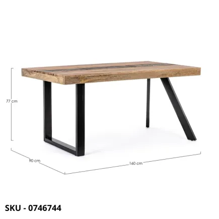 Tavolo Fisso Manchester in Legno di Mango e Riciclato con Gambe in Acciaio – Stile Moderno – Contemporaneo – Made in Italy