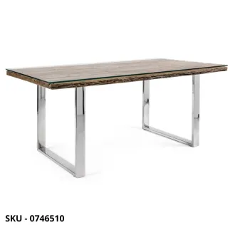 marca-design-shop-stile-moderno-stile-contemporaneo-Tavolo Fisso in Legno Riciclato e Vetro Temperato