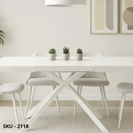 Tavolo Boston allungabile in Legno, Bianco, Rovere, Grigio, Noce – Gambe in Metallo – Stile Moderno - Made in Italy