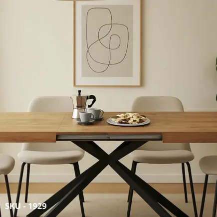 Tavolo Allungabile in Legno, Bianco, Rovere, Grigio, Noce, Gambe in Metallo Nero – Stile Moderno - Contemporaneo - Made in Italy