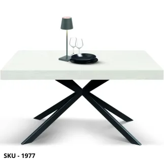 Tavolo Allungabile in Legno, Bianco, Rovere, Grigio, Noce, Gambe in Metallo Nero – Stile Moderno - Contemporaneo - Made in Italy