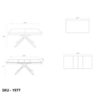 Tavolo Allungabile in Legno, Bianco, Rovere, Grigio, Noce, Gambe in Metallo Nero – Stile Moderno - Contemporaneo - Made in Italy