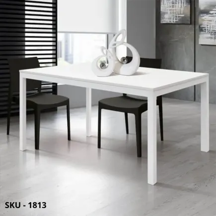Tavolo Allungabile Sala da Pranzo in Metallo e Piano in Legno Bianco Frassinato – Stile Moderno - Contemporaneo - Made in Italy